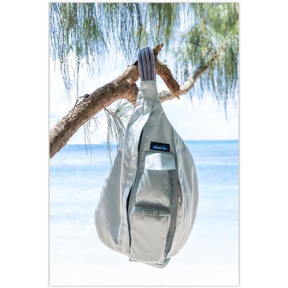 NWT KAVU Full Size Rope Sling Bag COOL AQUA BLUE - Picture 4 of 7